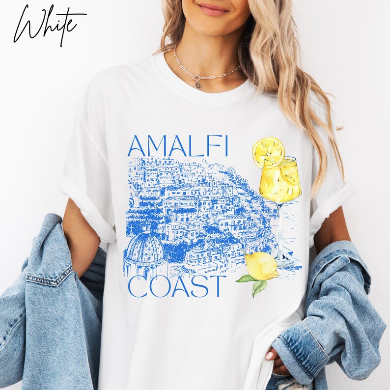 Comfort Colors Summer Tshirt Amalfi Coast Travel Shirt Gift for Her, Watercolor Lemon Limoncello Graphic Tee, Italy Vacation Beach Coverup Plus Sizes