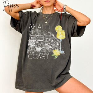 Comfort Colors Summer Tshirt Amalfi Coast Travel Shirt Gift for Her, Watercolor Lemon Limoncello Graphic Tee, Italy Vacation Beach Coverup Plus Sizes
