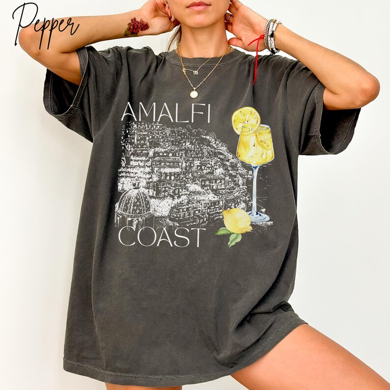 Comfort Colors Summer Tshirt Amalfi Coast Travel Shirt Gift for Her, Watercolor Lemon Limoncello Graphic Tee, Italy Vacation Beach Coverup Plus Sizes