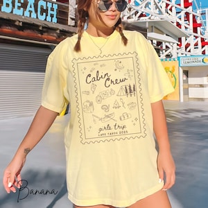 Custom Girls Trip Cabin Crew Tshirt Camping Shirt Gift for Outdoor Lover, Doodle Line Art Comfort Colors Personalized Friends Glamping Group Matching Tee, Plus Sizes