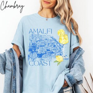Comfort Colors Summer Tshirt Amalfi Coast Travel Shirt Gift for Her, Watercolor Lemon Limoncello Graphic Tee, Italy Vacation Beach Coverup Plus Sizes