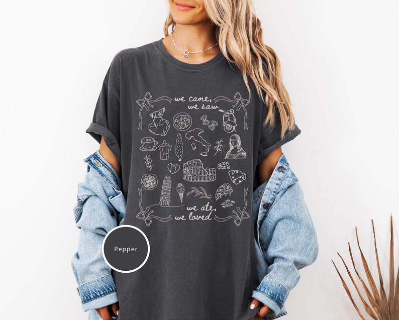 Italy Shirt, Italy Vacation Tshirt Gift for Her, Comfort Colors Love Italy Shirt, Sister Trip Italy, Girls Trip Italy, Coquette Italian Shirt, Italy Gift, Doodle Sketch Italy Travel Shirt, Ciao Shirt Plus Size