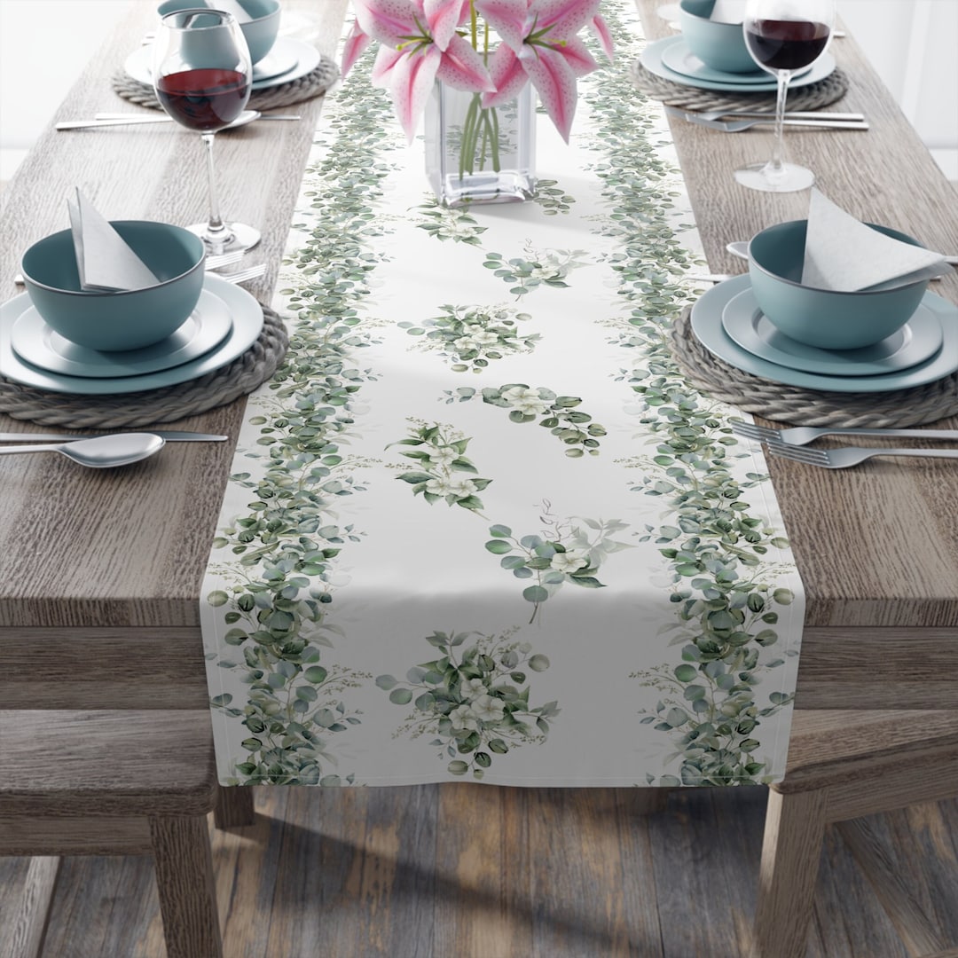 Garland Table Runner Eucalyptus Table Runner Holiday Table Etsy