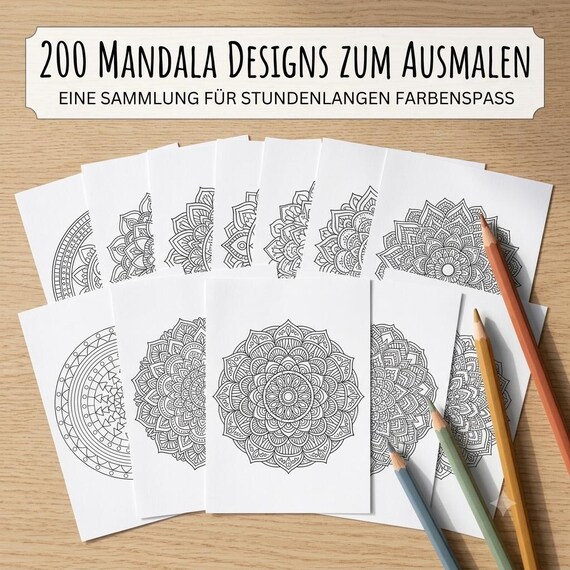 Mandala Coloring Book for Adults, 200 Relaxing Mandalas, Stress Relief Coloring Pages, Mindfulness Gift, Printable PDF Activity