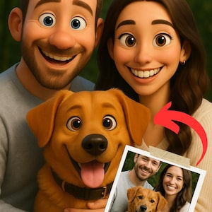 Personalisiertes Pixar-Portrait – Cartoon-Familienbild | Custom Pixar Style Illustration aus Foto | Geschenkidee Kinder & Paare