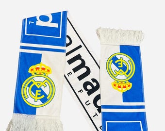 Blue & White and yello logo real Madrid CF  Supporters Scarf | Classic Soccer Fan Scarf