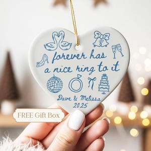 Engaged Ornament, Custom Ornament Engagement Gift For Couple, Engagement Ornament, Couples Ornament, Engaged Couple Gift, Couples Ornament Design B