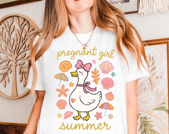 Comfort Colors Summer Pregnancy Announcement Shirt, Baby Announcement Shirt for Mom, Baby Reveal Shirt, Goose Pregnancy Announcement T-Shirt