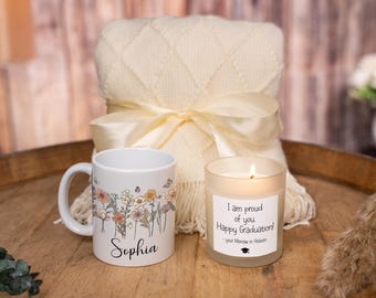Graduation Gift From Heaven, Personalized Graduation Gift Basket, College Graduation Gift For Daughter, Social Worker Graduation Candle
