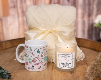 Nurse Graduation Gift Basket, College Graduation Gift For Daughter, Custom Nurse Mug, Nurse Candle, Nurse Care Package, Gift for Nurse