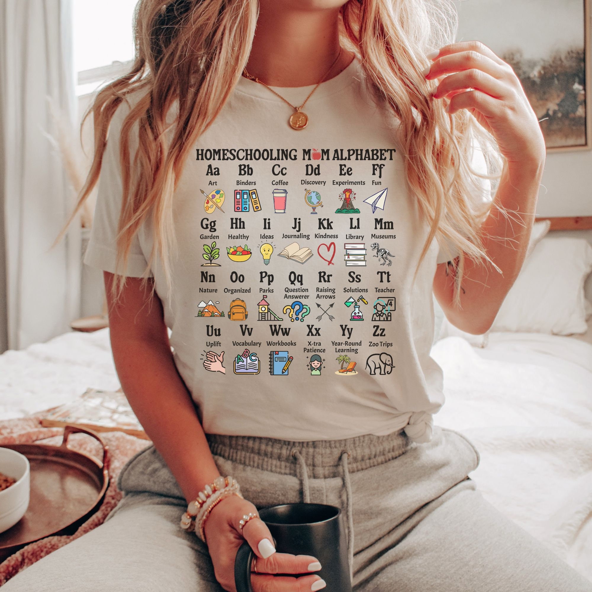 Homeschool Mom Alphabet Shirt Back to School Gift, Christian Homeschool Gift For Her, Homeschool Mama Birthday Shirt, Homeschooling Mom