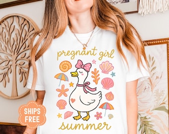 Comfort Colors Summer Pregnancy Announcement Shirt, Baby Announcement Shirt for Mom, Baby Reveal Shirt, Goose Pregnancy Announcement T-Shirt