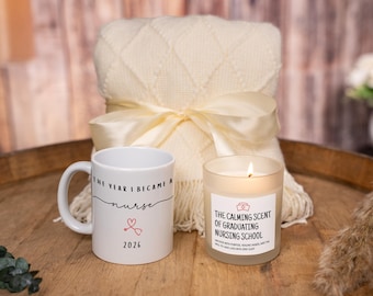 Nurse Graduation Gift Basket, College Graduation Gift For Daughter, Custom Nurse Mug, Nurse Candle, Nurse Care Package, Gift for Nurse