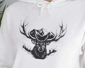 Mountain Elk Hoodie | Outdoors Silhouette Graphic