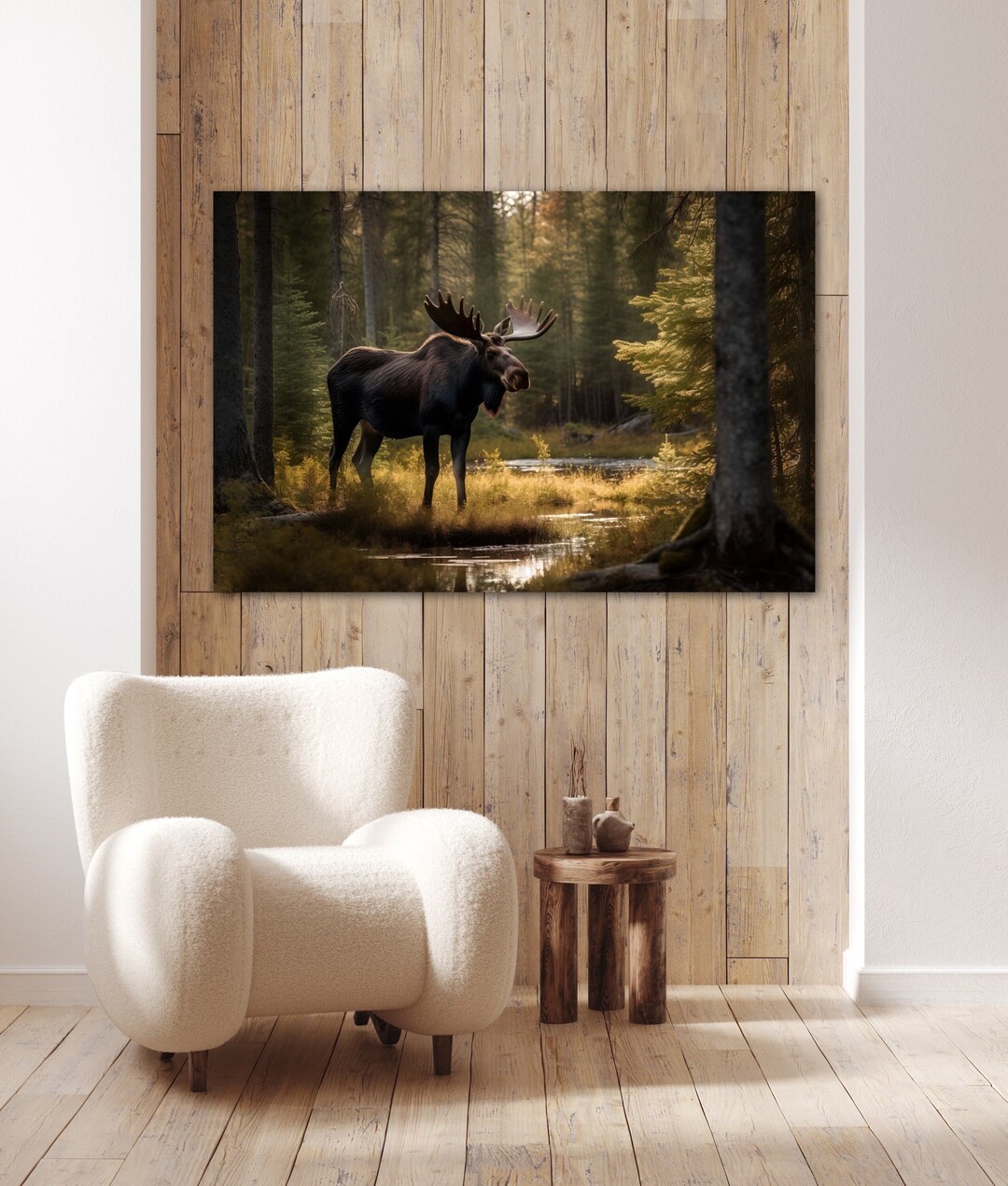 Moose Art, Wall Decor, Bull Moose Canvas Artwork, Painting Etsy