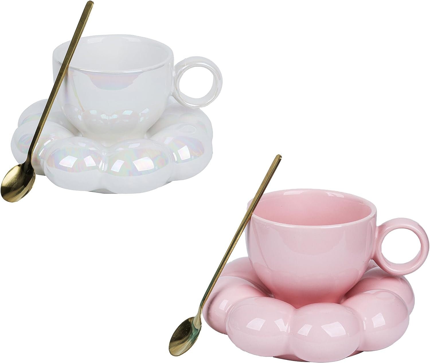 2 Pieces Ceramic Cloud Mug Cute Cup with Coaster 7oz Cute Ceramic Coff –  Apollo Tea Co