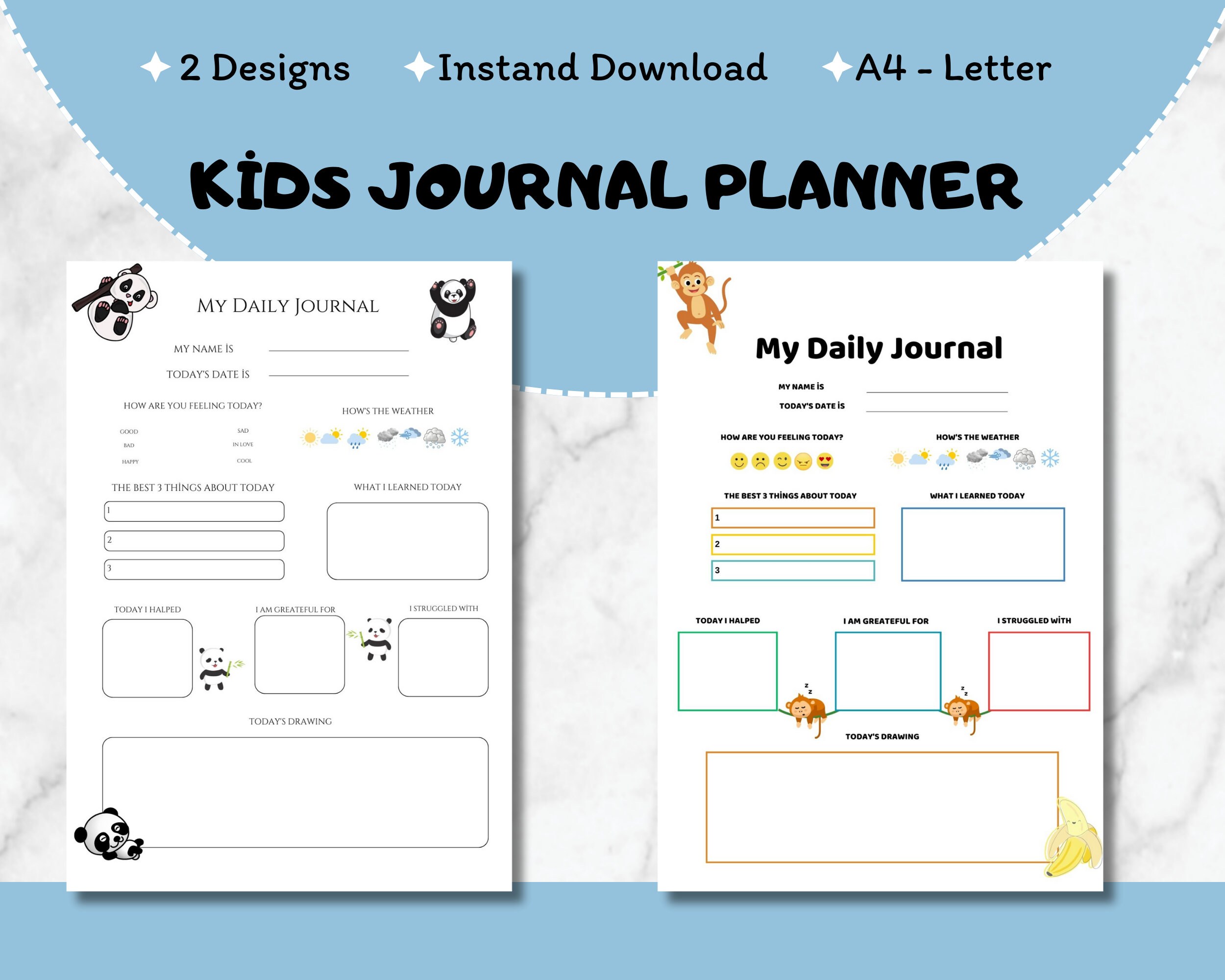 Kids Daily Jurnal Printable Journal for Kids Diary for - Etsy