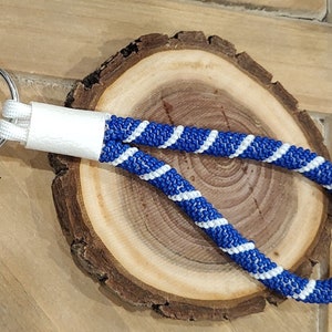 Beaded Blue and White Wristlet Keychain