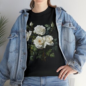 Black & White Rose T-Shirt Womens and Mens Elegance T-Shirt