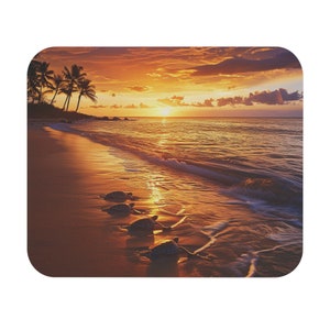 Sunset Mousepad Turtles Square Mousepad
