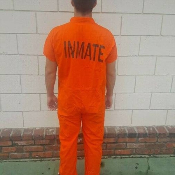 Prison Jail Inmate Penitentiary Orange Jumpsuit Costume Sizes 3XL to 10XL