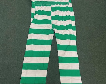 Jail Prison Inmate Jumpsuit ICS Waco Green & White Stripe Costume New 4XL-6XL