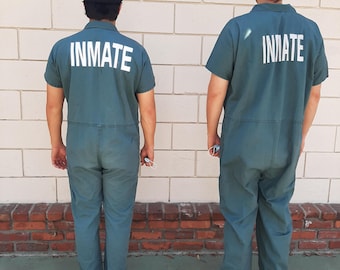 Jail Prison Inmate Jumpsuit Green Costume New S-7XL