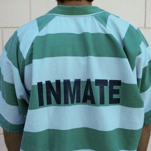 Jail Prison Inmate Jumpsuit ICS Waco Green & White Stripe Costume New 4XL-6XL