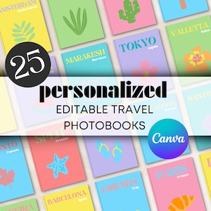 Canva Photobook Templates, Pastel Cover, Decorative Custom Coffee Table Book, Personalized Travel Book Template, Customizable Holiday Gift