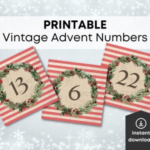 Advent Calendar, Christmas Numbers, December Daily, Countdown, Advent Calendar Printable, Advent Numbers, Printable Numbers, Calendare