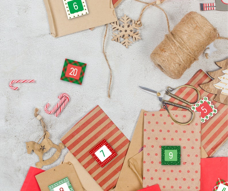 Advent Calendar Printable, Junk Journal, Advent, Christmas Numbers