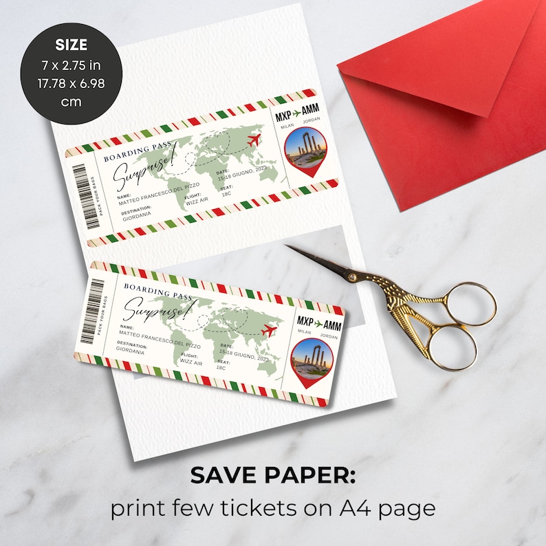 Editable Boarding Pass Template, Printable Personalized Airline Ticket ...