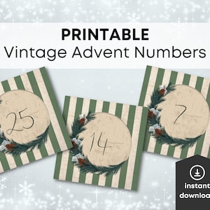 Advent Calendar, Christmas Numbers, December Daily, Countdown, Advent Calendar Printable, Advent Numbers, Printable Numbers, Calendare