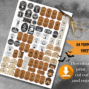 80 Mini Apothecary Potion Labels, Wizard Potion Labels Printables, Printable Miniature Potion Labels, Halloween Potion Bottle Label