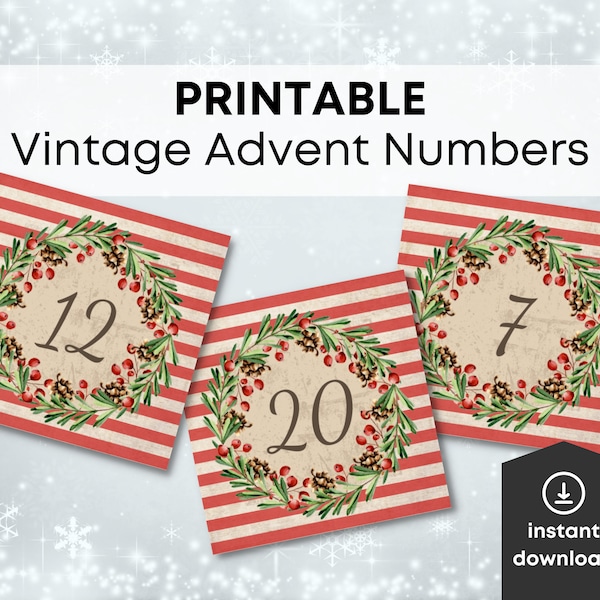 Advent Calendar, Christmas Numbers, December Daily, Countdown, Advent Calendar Printable, Advent Numbers, Printable Numbers, Calendare