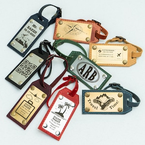 Personalized Handmade Engraved Baggage Tags, Luggage Leather  Suitcase Tags, Travel Gifts for Mother, Initial Tag, Luggage ID Tags