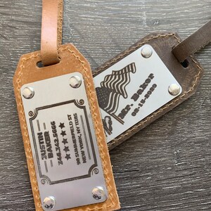 Personalized Leather Luggage Tags for Travel Suitcase Tags for Men Custom Luggage Tags Tags for Travel Suitcase Tags for Men image 8