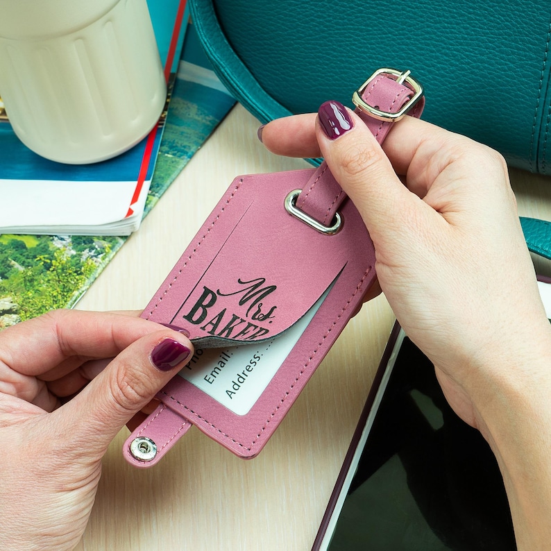 Personalized Leather Bag Tag, Custom Travel Suitcase Tag, Unique ...