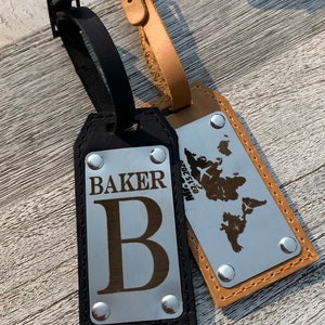 Personalized Leather Luggage Tags for Travel Suitcase Tags for Men Custom Luggage Tags Tags for Travel Suitcase Tags for Men image 1