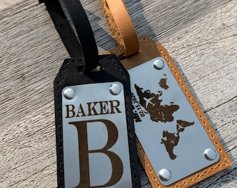 Custom Luggage Tag for Travel Suitcase, Personalized Leather Baggage Tag, Gift for travel, Wedding Favors, Coworker corporate gift