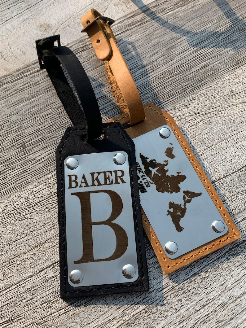 Personalized Leather Luggage Tags for Travel Suitcase Tags for Men Custom Luggage Tags Tags for Travel Suitcase Tags for Men image 1