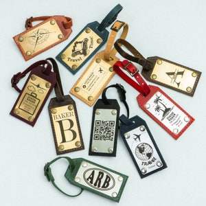 Engraved Suitcase Labels, Personalized Leather Luggage Tags Mr and Mrs Bag Identifiers, Engraved Suitcase Labels, Travel Bag Name Tags