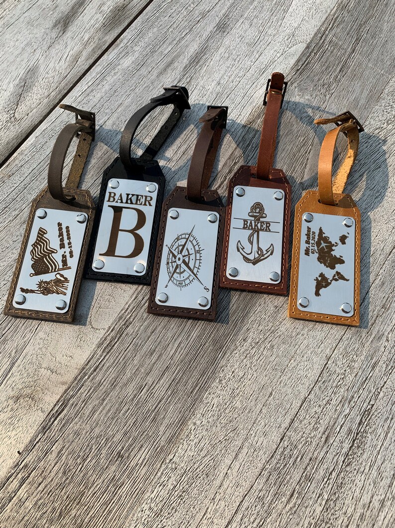 Personalized Leather Luggage Tags for Travel Suitcase Tags for Men Custom Luggage Tags Tags for Travel Suitcase Tags for Men image 5