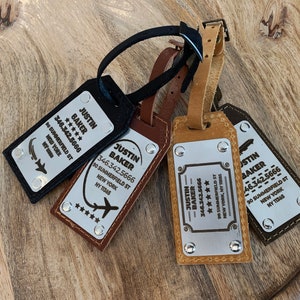 Personalized Leather Luggage Tags for Travel Suitcase Tags for Men Custom Luggage Tags Tags for Travel Suitcase Tags for Men image 7