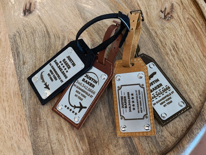 Personalized Leather Luggage Tags for Travel Suitcase Tags for Men Custom Luggage Tags Tags for Travel Suitcase Tags for Men image 7