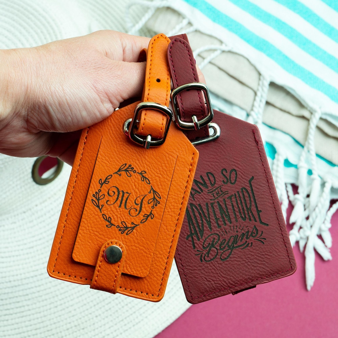 Personalized Leather Bag Tag, Custom Travel Suitcase Tag, Unique ...