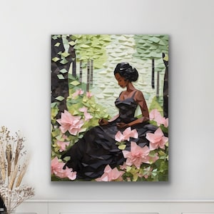 Peace in the Garden | Black Woman Wall Art | African American Art | Home Decor | Canvas Print | Poster Photo Print