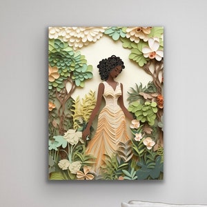 Black Art | Black Woman Wall Art | African American Wall Art | Black Art Prints Canvas Wall Art | Lady of The Garden