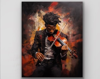Black Wall Art | "A Guy and His Violin" | Poster or Canvas Print