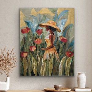 Black Art | African American Wall Art | Black Art Prints Canvas Wall Art | Black Woman Wall Art | Soft Girl themed Home Decor